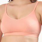 Women's Soft Peach Cotton Blend Wire-Free Everyday Bra, Peach, small