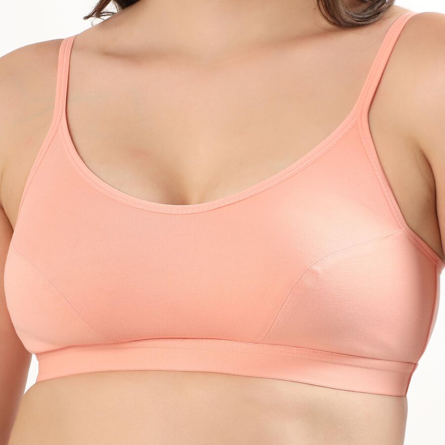 Women's Soft Peach Cotton Blend Wire-Free Everyday Bra, Peach, large