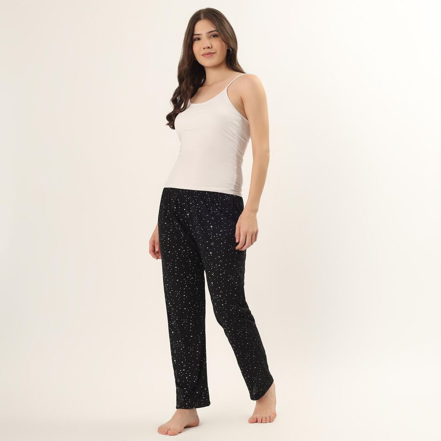 Women's Black Regular Fit Solid Pyjama, काला, large