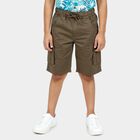 Boys' Olive Cotton Relaxed Fit Bermuda Shorts, Olive, small