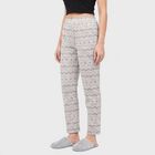 Women's Brown Straight Fit Geometric Printed Lounge Pyjama, Brown, small