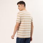 Men's Beige Cotton Blend Round Neck Casual T-Shirt, Beige, small