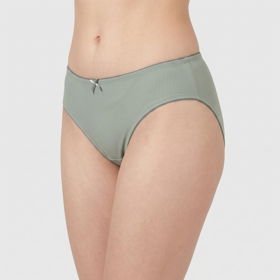 Women's Sage Green Regular Fit Ribbed Brief Panty, हल्का हरा, large