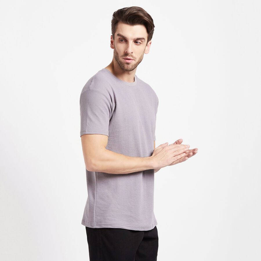 Solid Round Neck T-Shirt, Dark Grey, large image number null