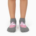 Women's Gray and Pink Ankle Length Graphic and Striped Socks Pack of 3, Assorted, small