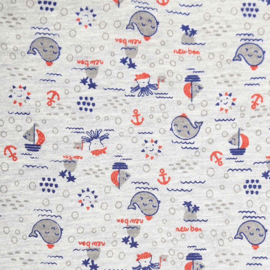 Infants Cotton Printed Baba Suit, Navy Blue, large image number null