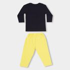 Infants' Yellow Cotton Round Neck Cartoon Printed Baba Suit, पीला, small image number null