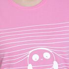 Ladies'  Stripes Round Neck T-Shirt, Light Pink, small image number null