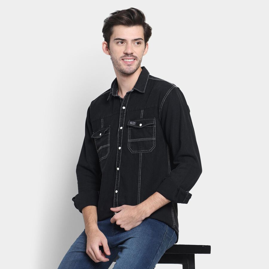 Men's 100% Cotton Casual Shirt , काला, large image number null
