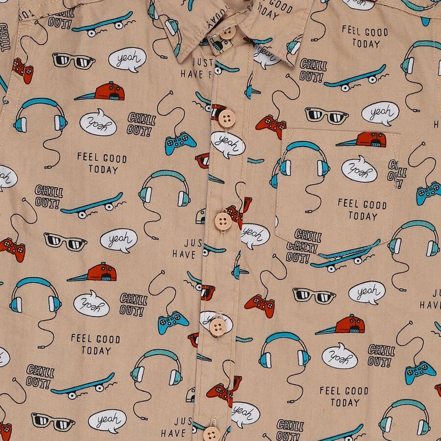 Boys' 100% Cotton Woven Baba Suit, Beige, large image number null