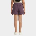 Girls' Purple Tie-Waist Textured Shorts, बैंगनी, small