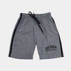 Boys Melange Mid Grey Regular Fit Printed Bermuda Shorts, Melange Mid Grey, small
