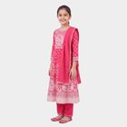 Girls Pink Round Neck Fusion Set Upper and Bottom Set, गुलाबी, small