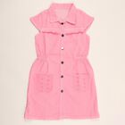 Girls' Soft Pink Button-Down Casual Frock, हल्का गुलाबी, small image number null