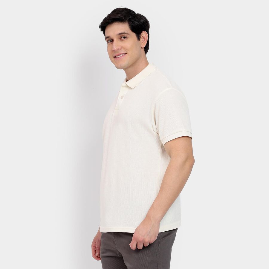 Men's Collared Half Sleeves T-Shirt, ऑफ व्हाइट, large image number null
