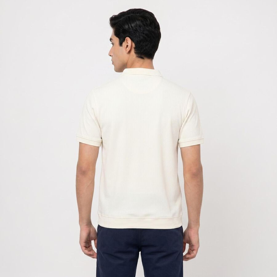 Men's White Polo Neck Polo T-Shirt, सफ़ेद, large