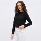 Women's Jet Black Round Neck Casual Top, Black, small image number null