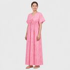 Women's Pink V-Neck Tie-Dye Kaftan Nighty, Light Pink, small