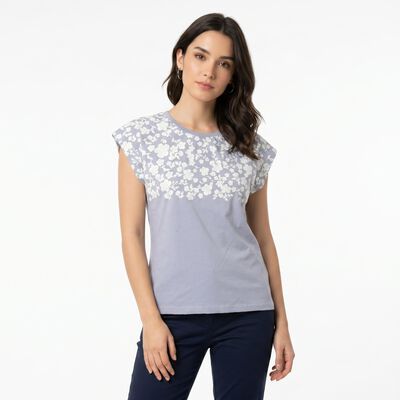 Women Light Blue Round Neck Regular T-Shirt