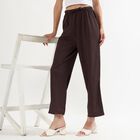 Women's Deep Chocolate Brown Balloon Fit Solid Harem Pants, Brown, small image number null