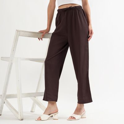 Women's Deep Chocolate Brown Balloon Fit Solid Harem Pants