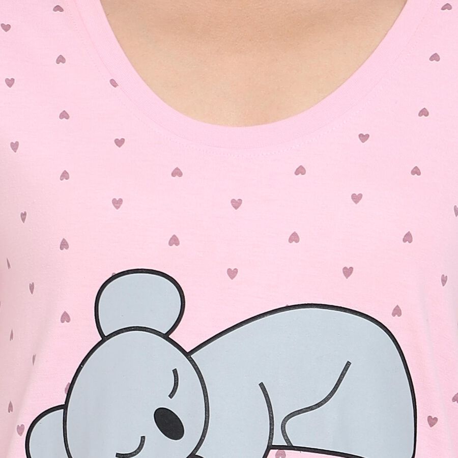 Ladies' 100% Cotton Nighty, हल्का गुलाबी, large image number null