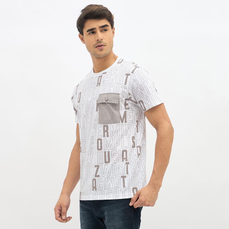 Men's Round Neck Half Sleeves T-Shirt, सफ़ेद, large image number null