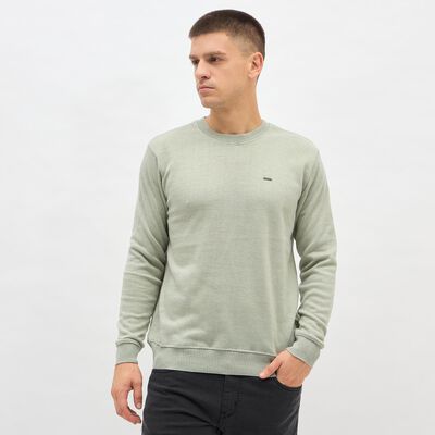 Men's Light Sage Green Crew Neck Casual Pullover