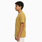 Boys Muted Mustard Yellow Crew Neck Casual T-Shirt, Beige, small image number null