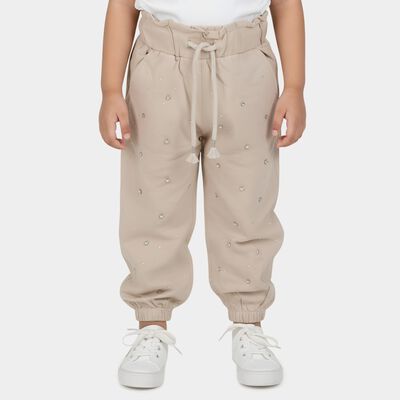 Girls Beige Embellished Cotton Blend Pyjama