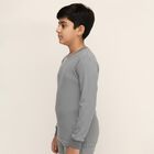 Boys Muted Sage Green Round Neck Thermal Upper, मिश्रित हल्का ग्रे, small image number null