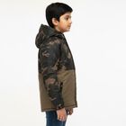 Boys Olive Hooded Camouflage Winter Jacket, Olive, small image number null
