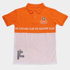 Boys' Bright Orange Cotton Polo Collar Preppy Boys T-Shirt, Orange, small