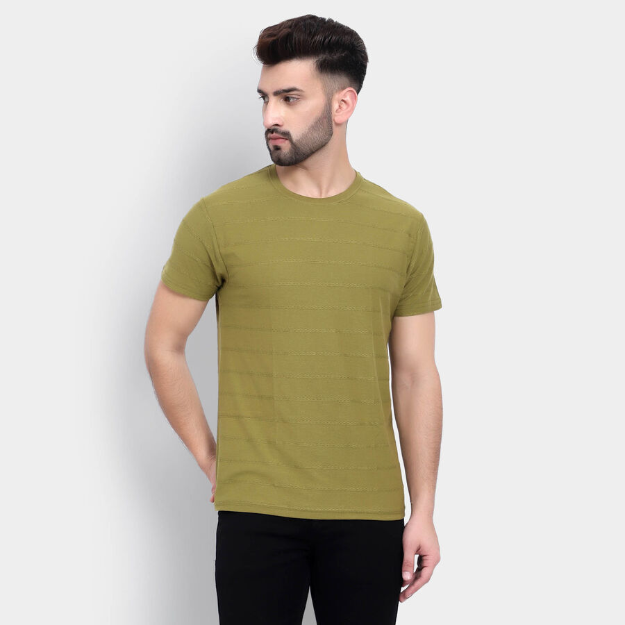 Solid Round Neck T-Shirt, Olive, large image number null
