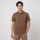 Men's Brown Cotton Regular Fit Casual Shirt, Brown, small