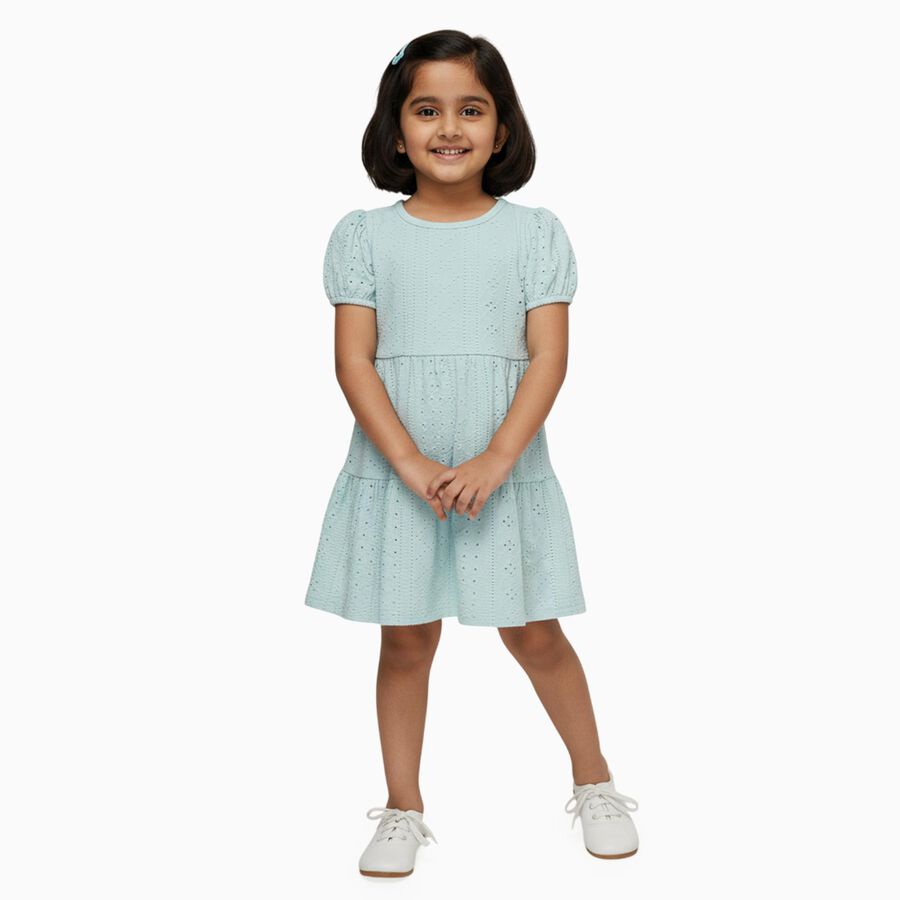Girls' Frock, हल्का हरा, large image number null
