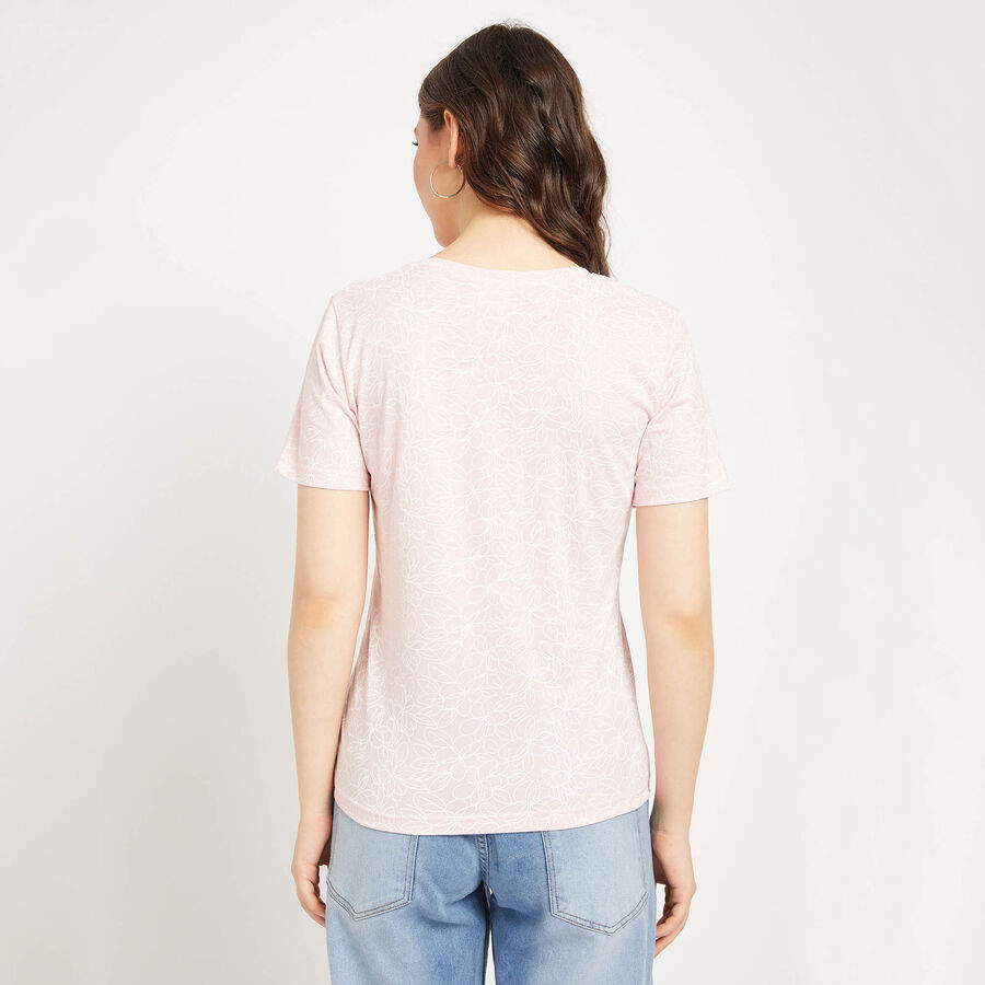Cotton Round Neck T-Shirt, Light Pink, large image number null