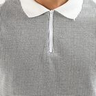 Men's Black Polo Neck Checkered T-Shirt&nbsp;, Black, small