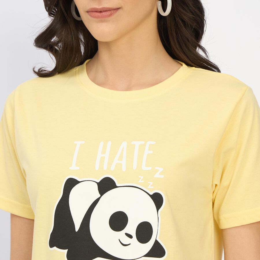 Ladies' Round Neck T-Shirt, पीला, large