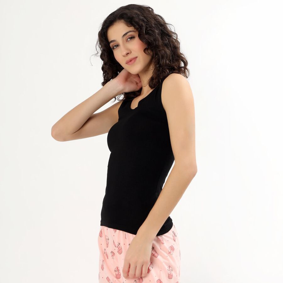 Women's Soft Ivory V-Neck Minimalist Slip, Black, large