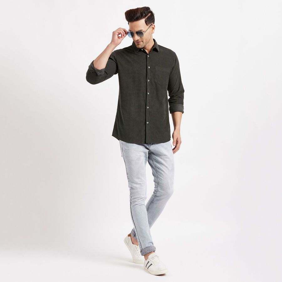 Cotton Solid Casual Shirt, Olive, large image number null