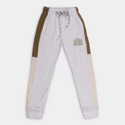 Boys' Light Heather Grey Cotton Blend Contrast Panel Pyjama