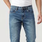 Men's Blue Slim Fit Faded Jeans, Mid Blue, small