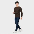 Men's Brown Round Neck Regular T-Shirt, भूरा, small