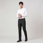 Men's Black Slim Fit Flat-Front Formal Trousers, Black, small