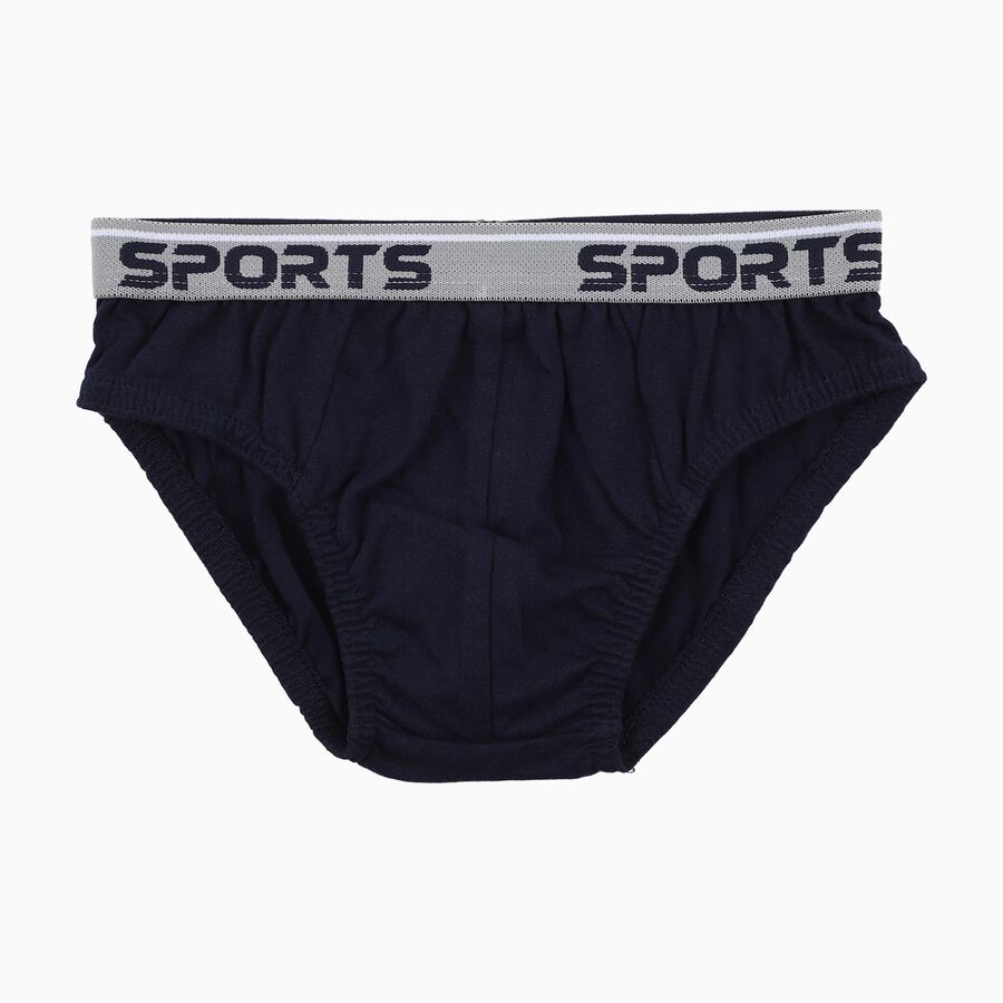 Boys' Dark Navy Cotton Regular Fit Briefs, नेवी ब्लू, large image number null