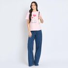 Ladies' 100% Cotton Round Neck T-Shirt, गुलाबी, small