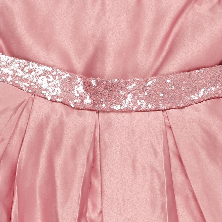 Girls' Soft Pink Sequin Sleeveless Party Wear Frock, हल्का गुलाबी, large image number null