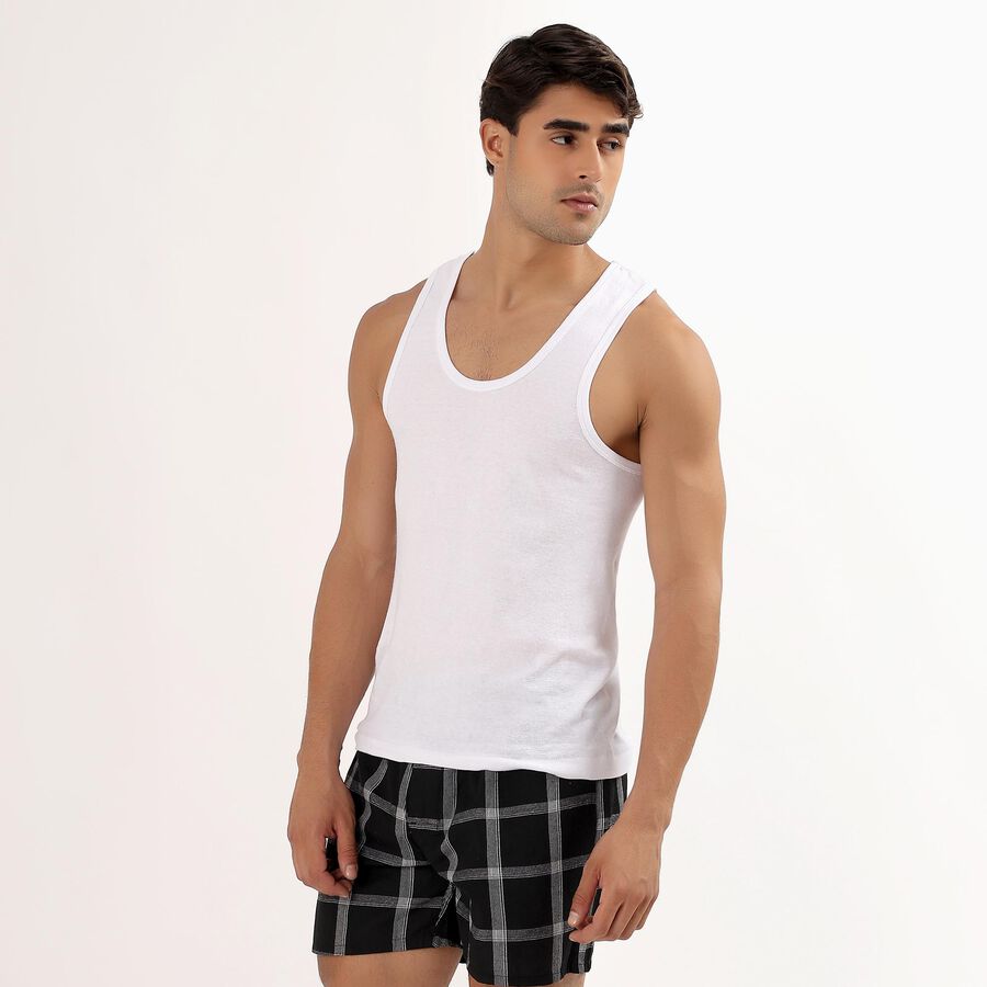 Men's 100% Cotton Vest (Pack of 2), सफ़ेद, large image number null