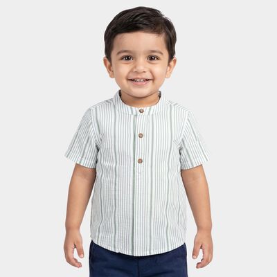 Infants Light Green Cotton Half Sleeve Classic Casual Shirt